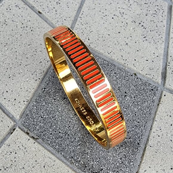 Kate Spade At Your Service Orange Enamel Bangle Bracelet - Picture 2 of 9